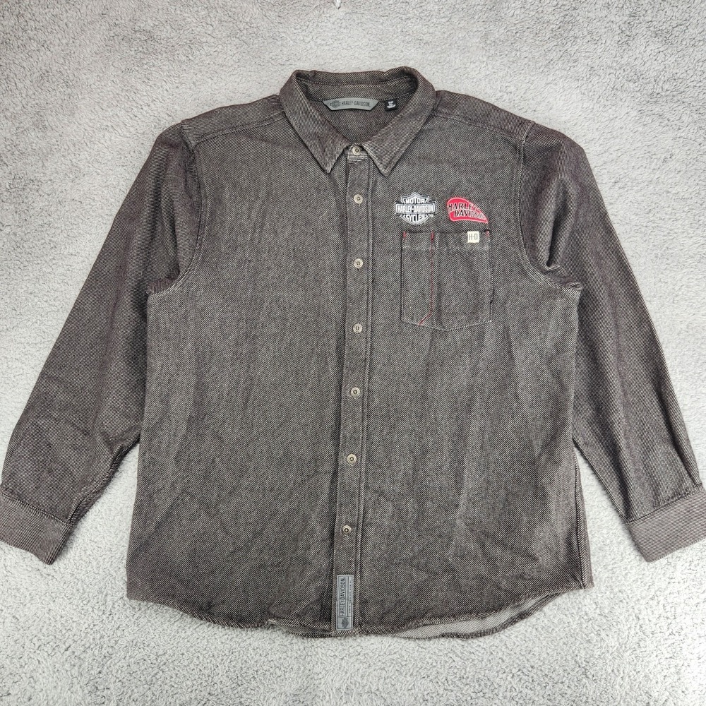 Harley Davidson Heavyweight Long Sleeve Button Up Shacket Mens Size Slim 2XL
